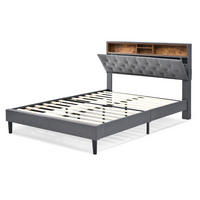 POLSTERBETT 140/200cm in Grau Leinen mit Matratze - Grau, Holz/Textil (140/200cm) - KOMHTOM