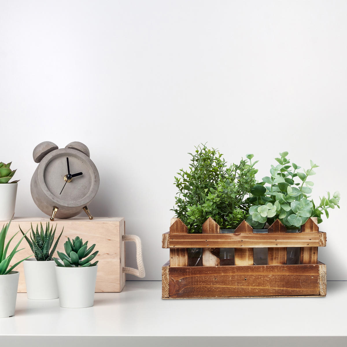 3xBLUMENKASTEN - Braun, Holz/Kunststoff (25.5/12/18.5cm) - Relaxdays
