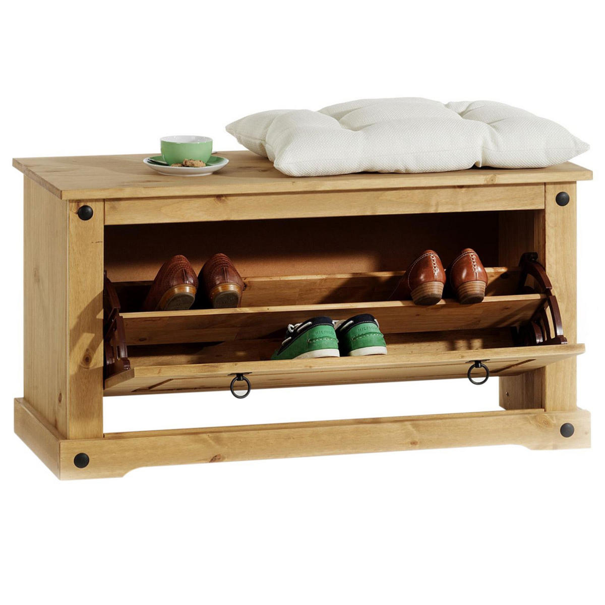 SCHUHBANK TEQUILA - Naturfarben, Holz (95/50/38cm) - IDIMEX