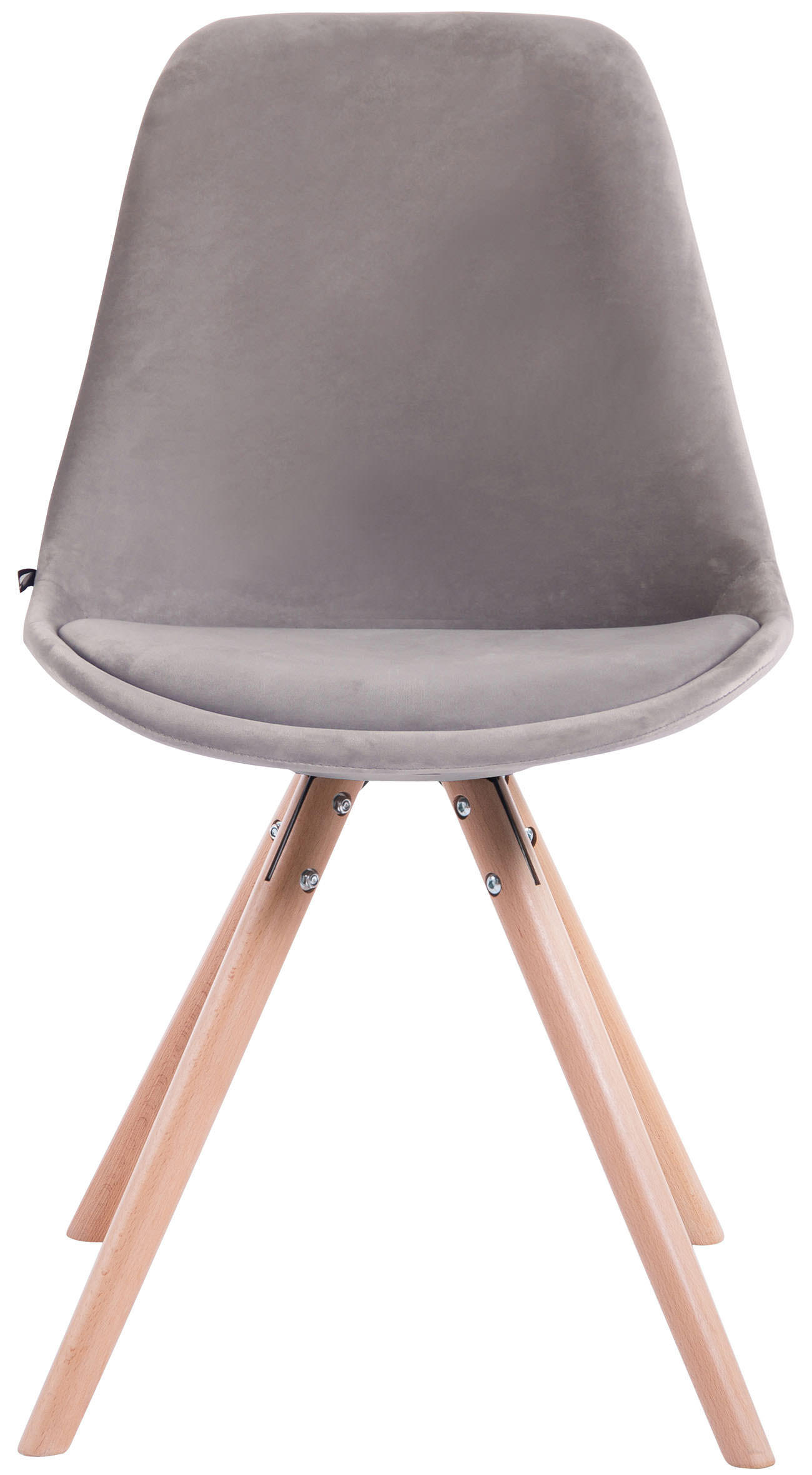 STUHL Samt grau - Eukalyptusholzfarben/Grau, Holz/Textil (48/84/56cm) - CLP