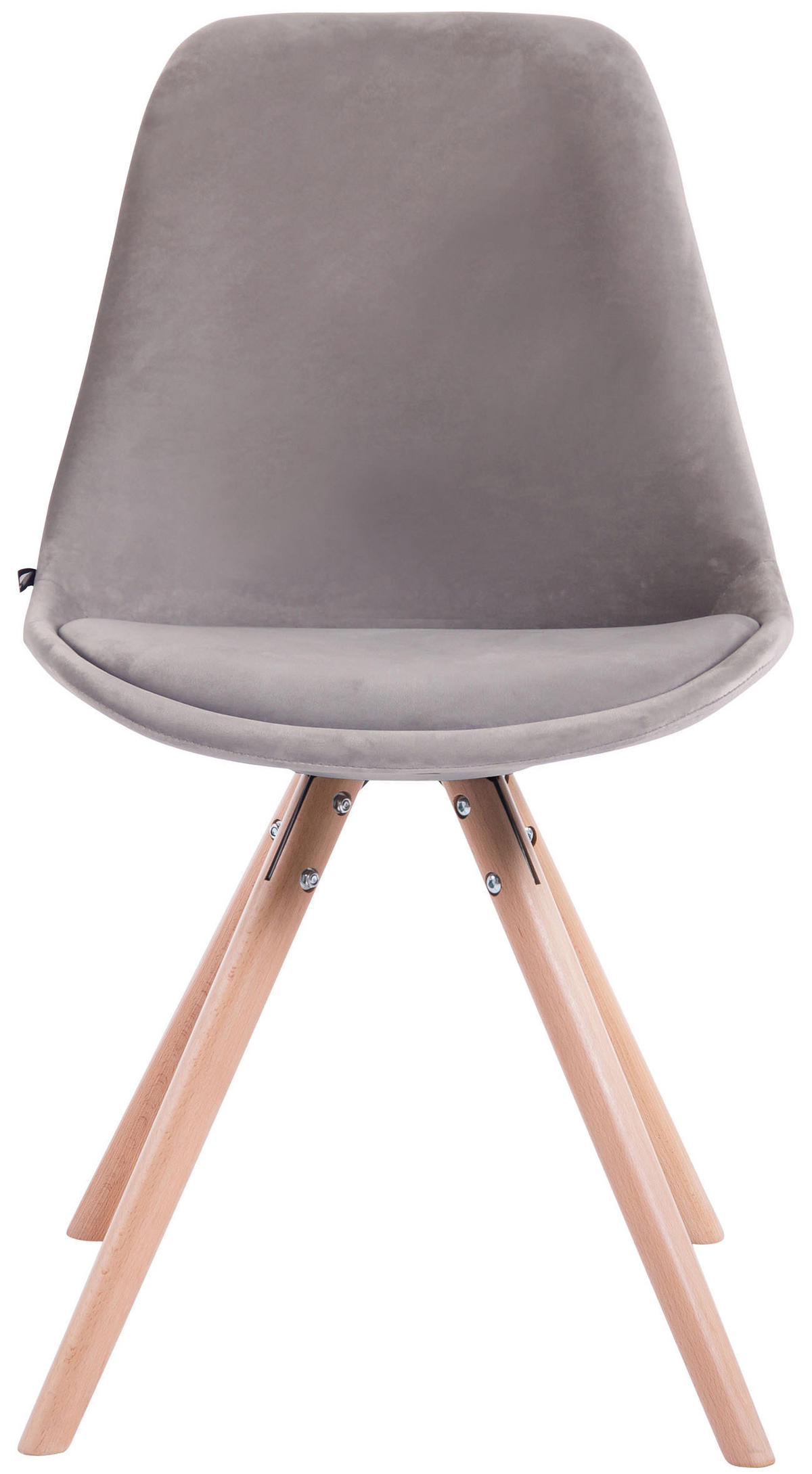 BESUCHERSTUHL Toulon Samt, Gestell Buchenholz Natura rund Grau - Naturfarben/Grau, Holz/Buchenholz (48/83/56cm) - TPFLiving