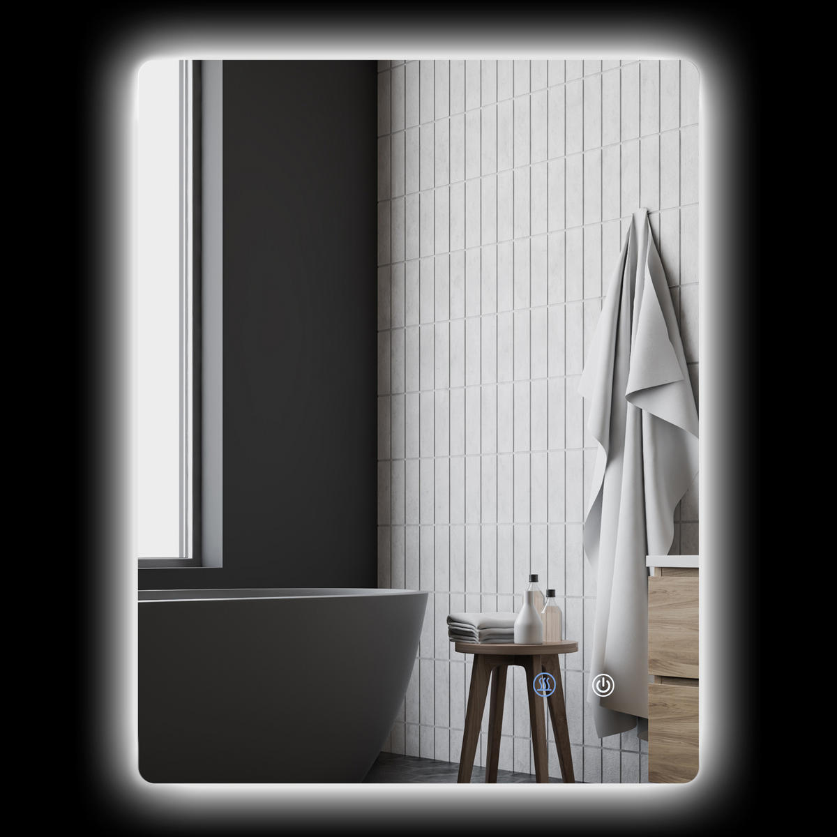 BADEZIMMERSPIEGEL DE-15130 80/60 cm mit 3 LED-Farben und dimmbar Weiß - Transparent, Glas (60/3/90cm) - ComfortXL