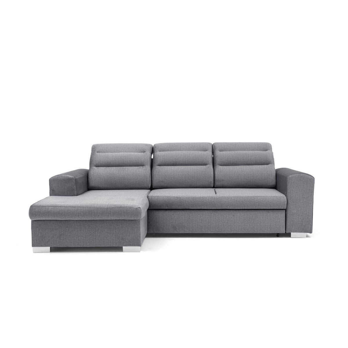 ECKSOFA CLOUD S Links mit Schlaffunktion 120x200 Velours Grau - Chromfarben/Grau, Holz/Kunststoff (155/260cm) - Muffo