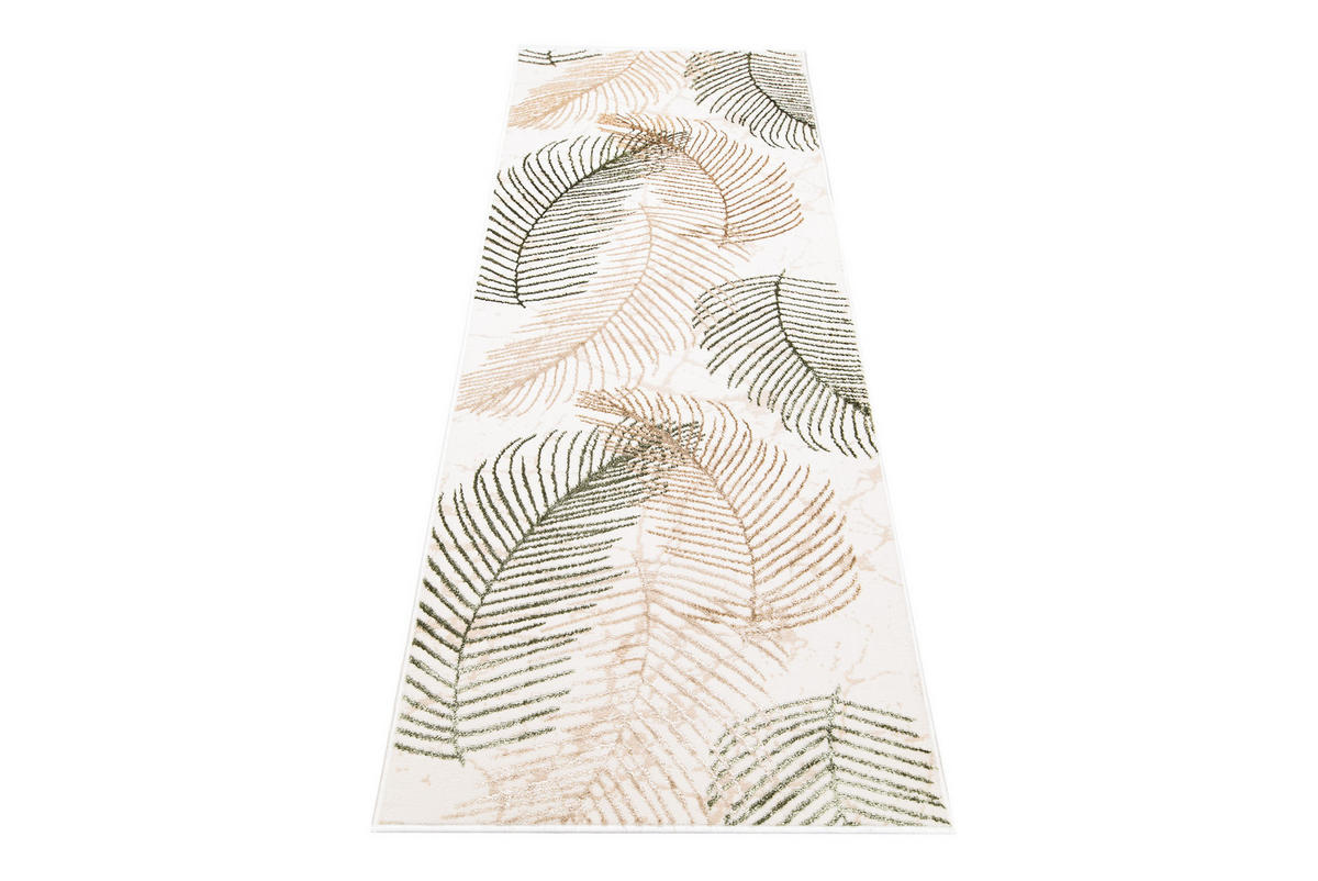 LÄUFER Crystal Hellgrün Palmenblätter 80/1300 cm - Hellgrün, Textil (80/1300cm) - Tapiso