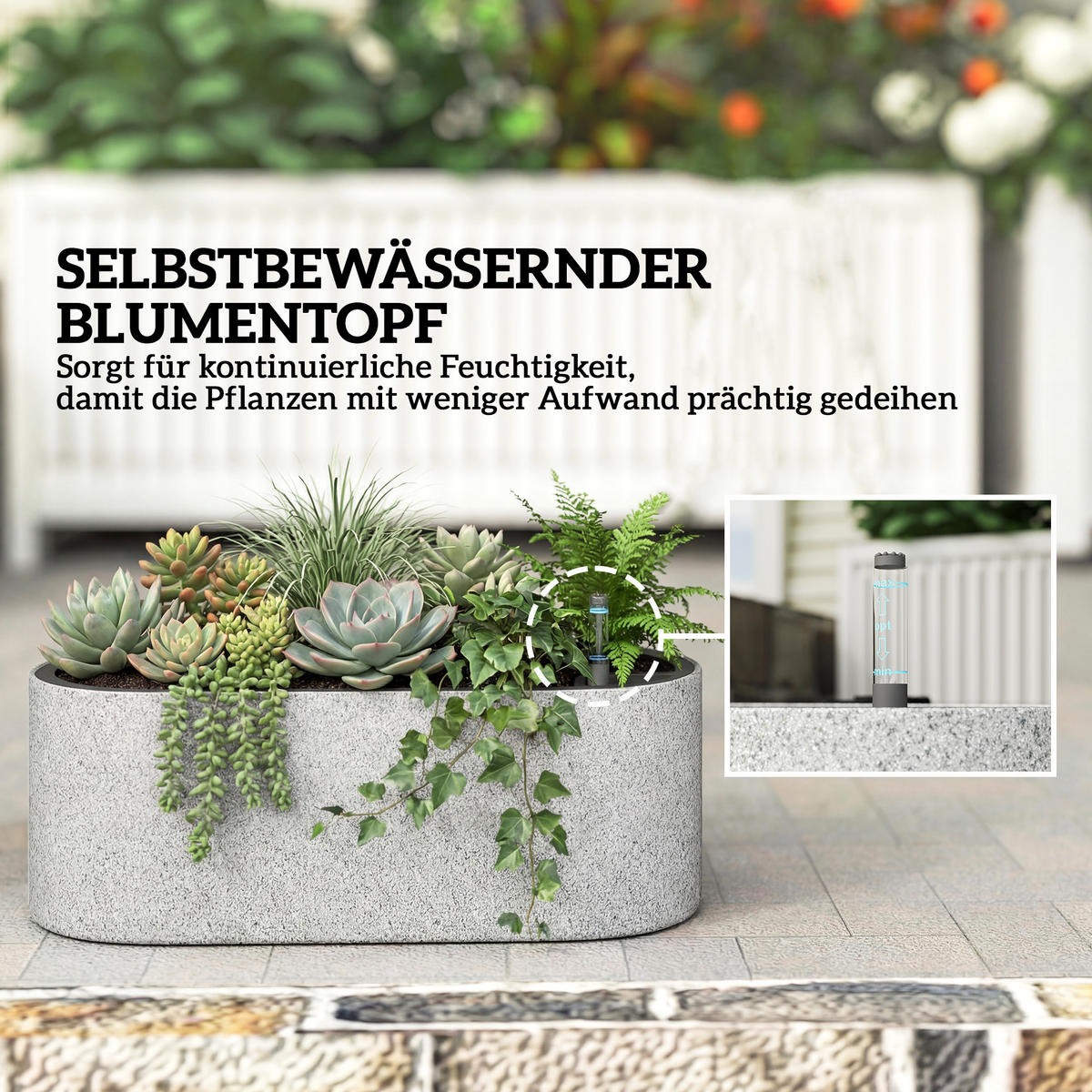 BLUMENTOPF 2er Set Kunststoff Hellgrau - Hellgrau, Kunststoff (15cm) - Outsunny