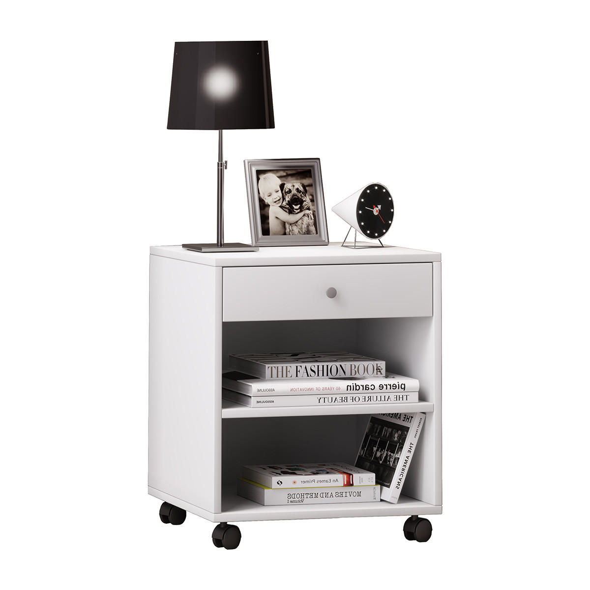 NACHTKÄSTCHEN 45/54/38 cm  in Weiß  - Silberfarben/Weiß, MODERN, Holzwerkstoff/Kunststoff (45/54/38cm) - MID.YOU