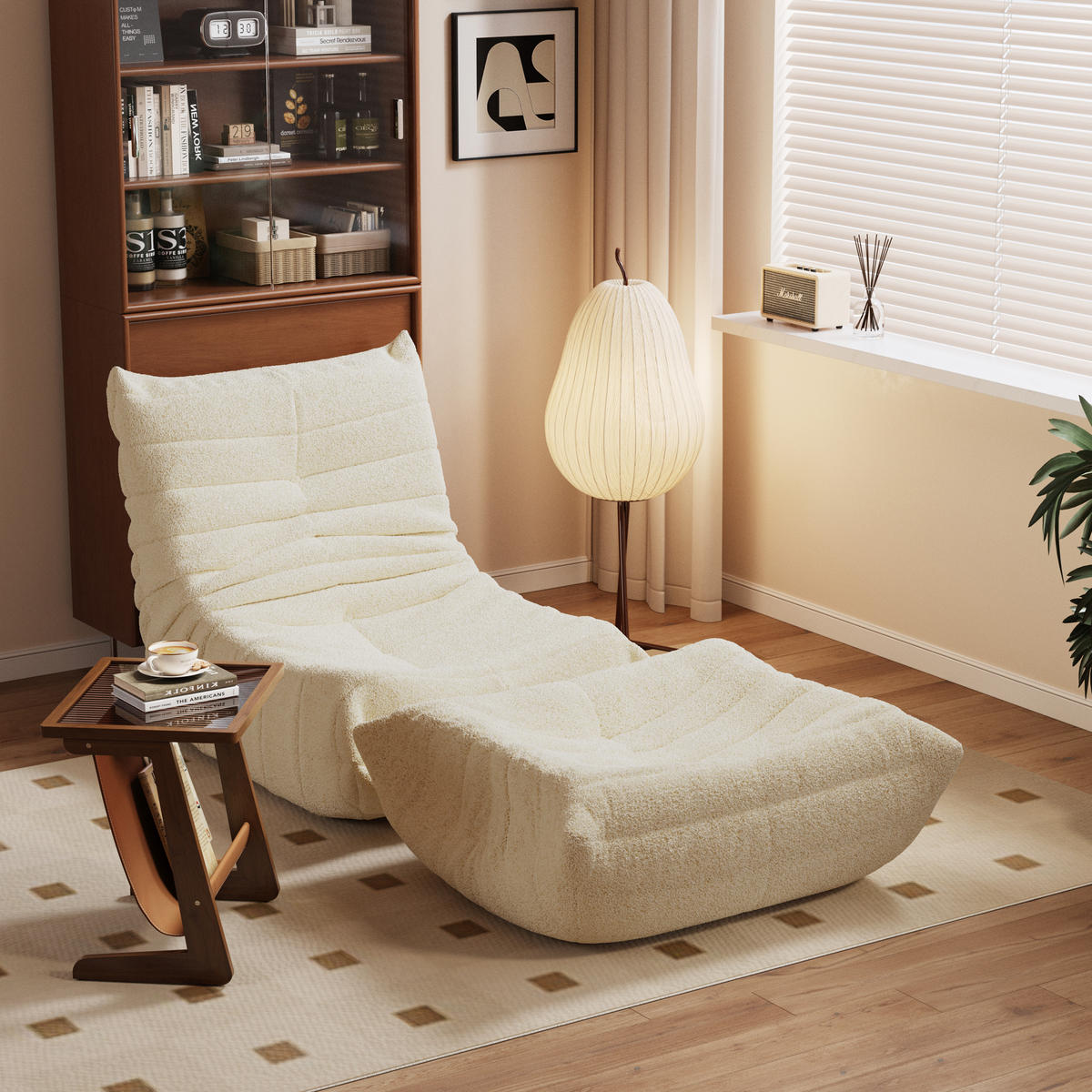 LIEGESESSEL in Sacksessel-Form 112/120/82 cm Beige für Schlafzimmer Wohnzimmer - Beige, Textil (120/82/112cm) - OKWISH