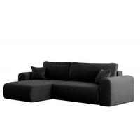 ECKSOFA Mit Schlaffunktion und Stauraum für Bettzeug Capri Stoff Poso Schwarz Links - Schwarz, Holz/Textil (145/272cm) - Kaiser Möbel