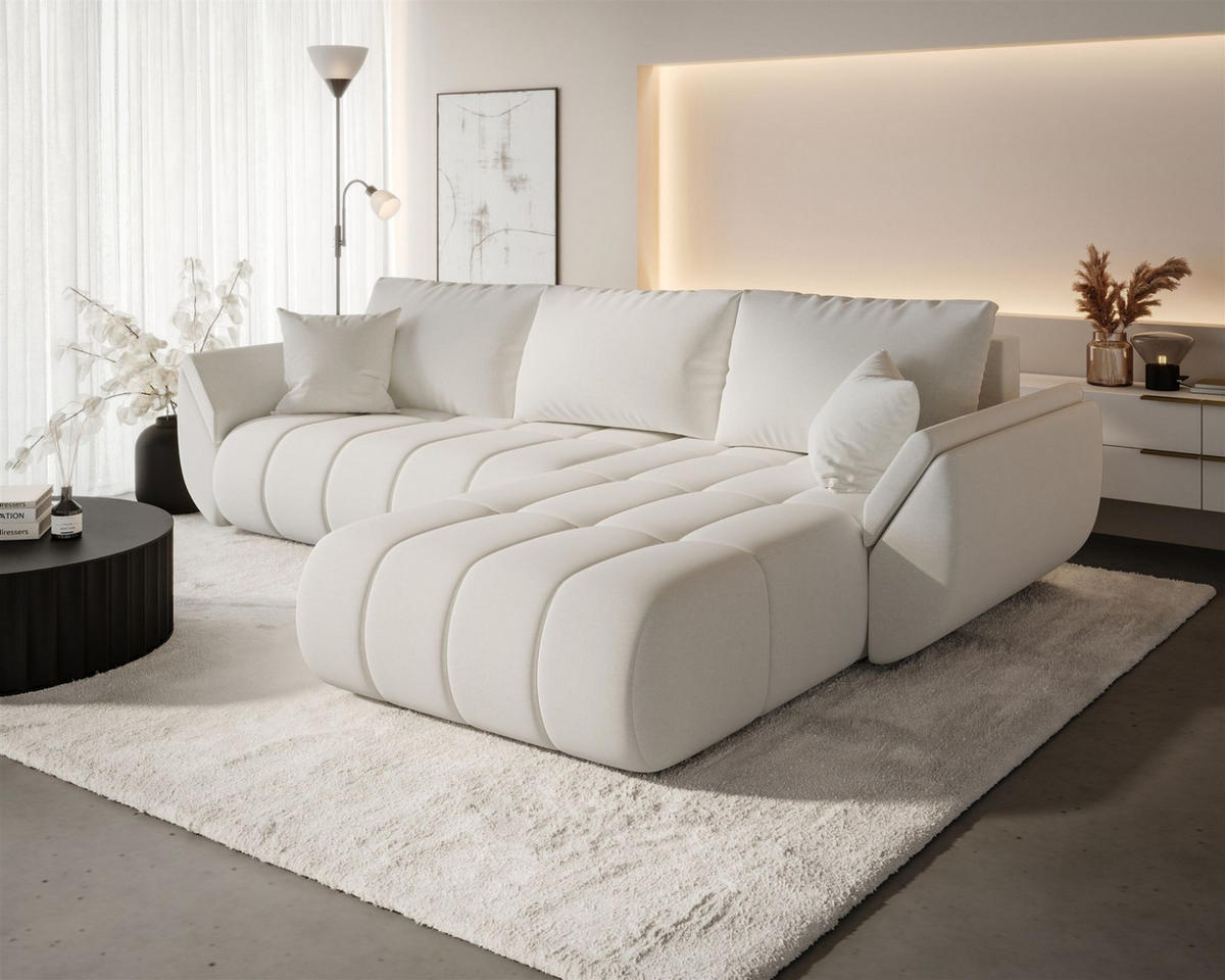 ECKSOFA Misato In Wind - Weiß, Holzwerkstoff/Textil (280/175cm) - Fun Möbel