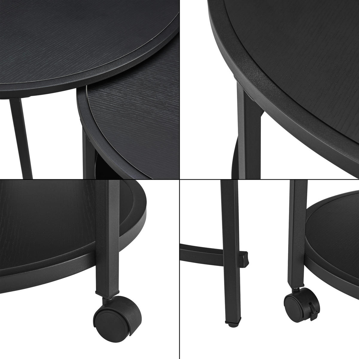 COUCHTISCH SET Værøy 2-teilig 80/80/40 - Schwarz, Holzwerkstoff (80/80/40cm) - [en.casa]