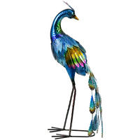 GARTENSTATUE Pfau, 59 cm Gartenfigur, Skulptur für Balkon, Terrasse - Blau, Metall (25/59/29cm) - Outsunny