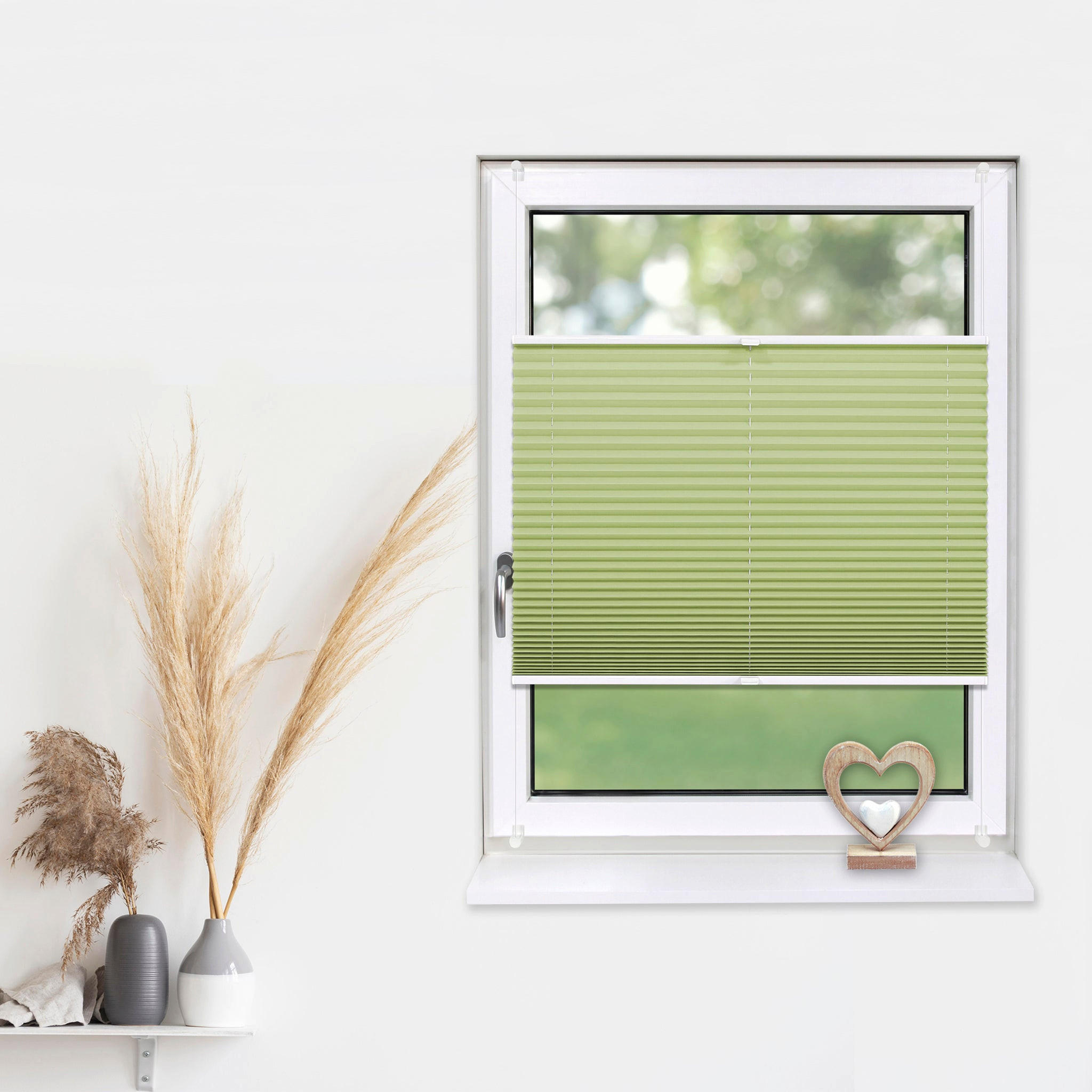 PLISSEE Basic ohne Bohren - Hellgrün, Textil (40/150cm) - Deco-Raum
