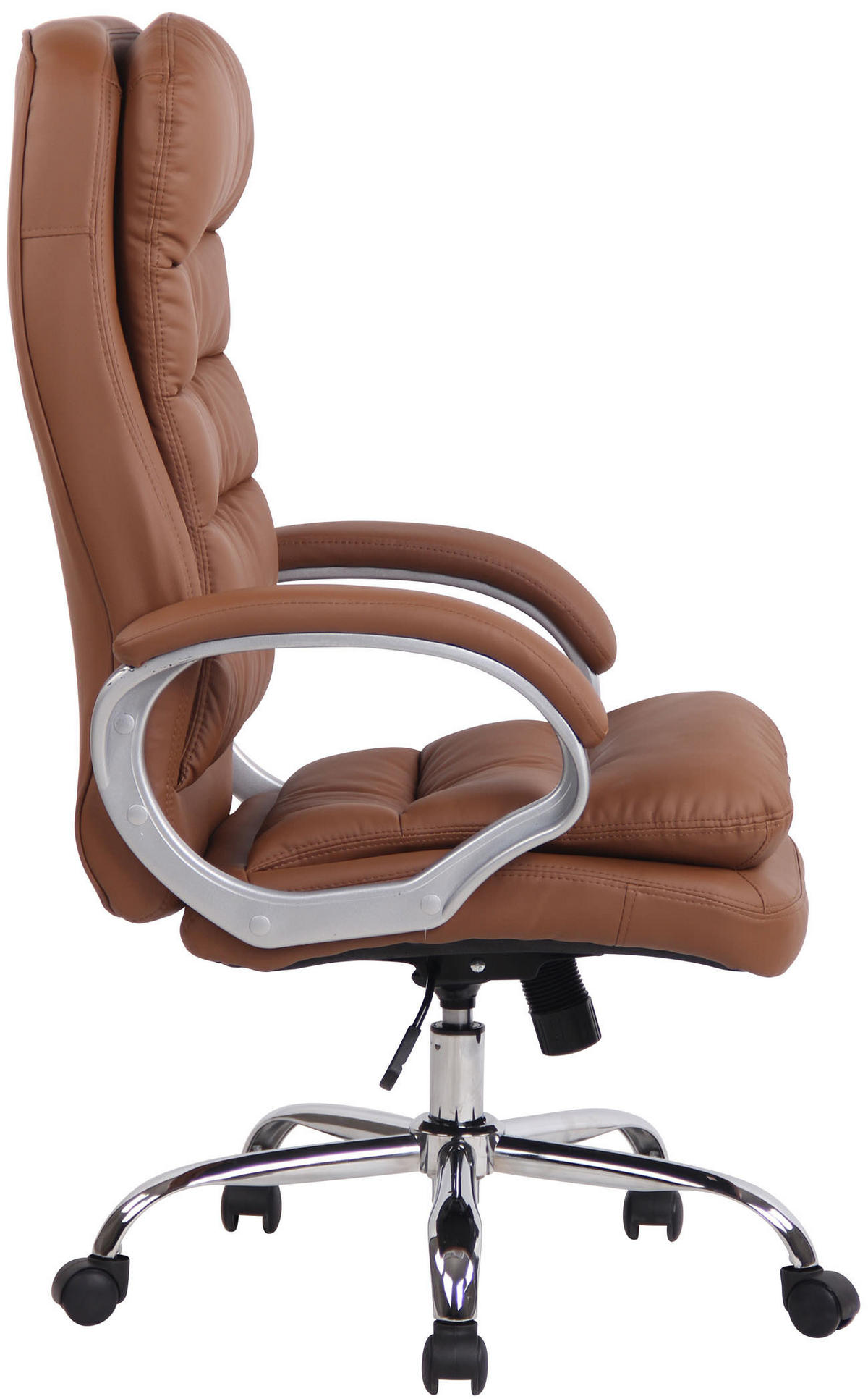 CHEFSESSEL Lederlook hellbraun - Chromfarben/Hellbraun, Textil/Metall (68/116/77cm) - CLP