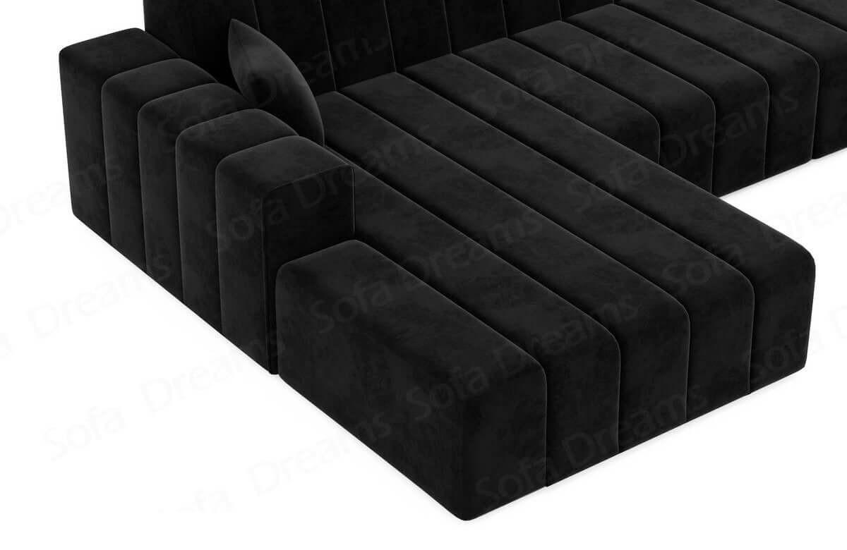 WOHNLANDSCHAFT Astra Schwarz Samtstoff - Schwarz, Kunststoff (326/73/186cm)