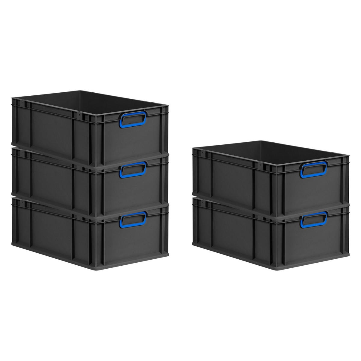 EUROBOX NextGen Color 22x40x60 cm 44 Liter Griffe blau zu, Schwarz - Blau/Schwarz, Kunststoff (40/22/60cm) - PROREGAL