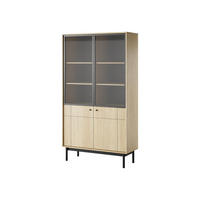 VITRINE Panda Hellbraun, Schwarze Beine, Glasvitrine - Hellbraun/Schwarz, Holzwerkstoff (104/185/39cm) - Bettso