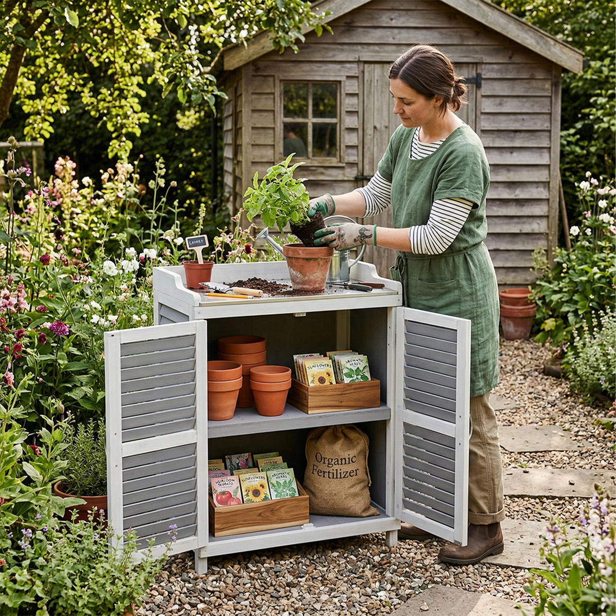 PFLANZTISCH - Multicolor, Holz/Metall (47/67/100cm) - Relaxdays