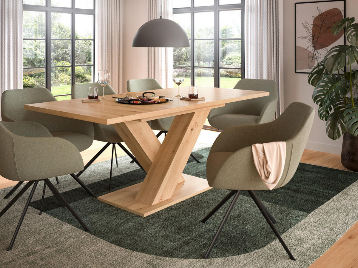 ESSTISCH Eiche Artisan, Küchentisch ausziehbar 150 - 190 cm - Eiche Artisan, Holzwerkstoff/Metall (150/90/76cm) - Inn.Furn