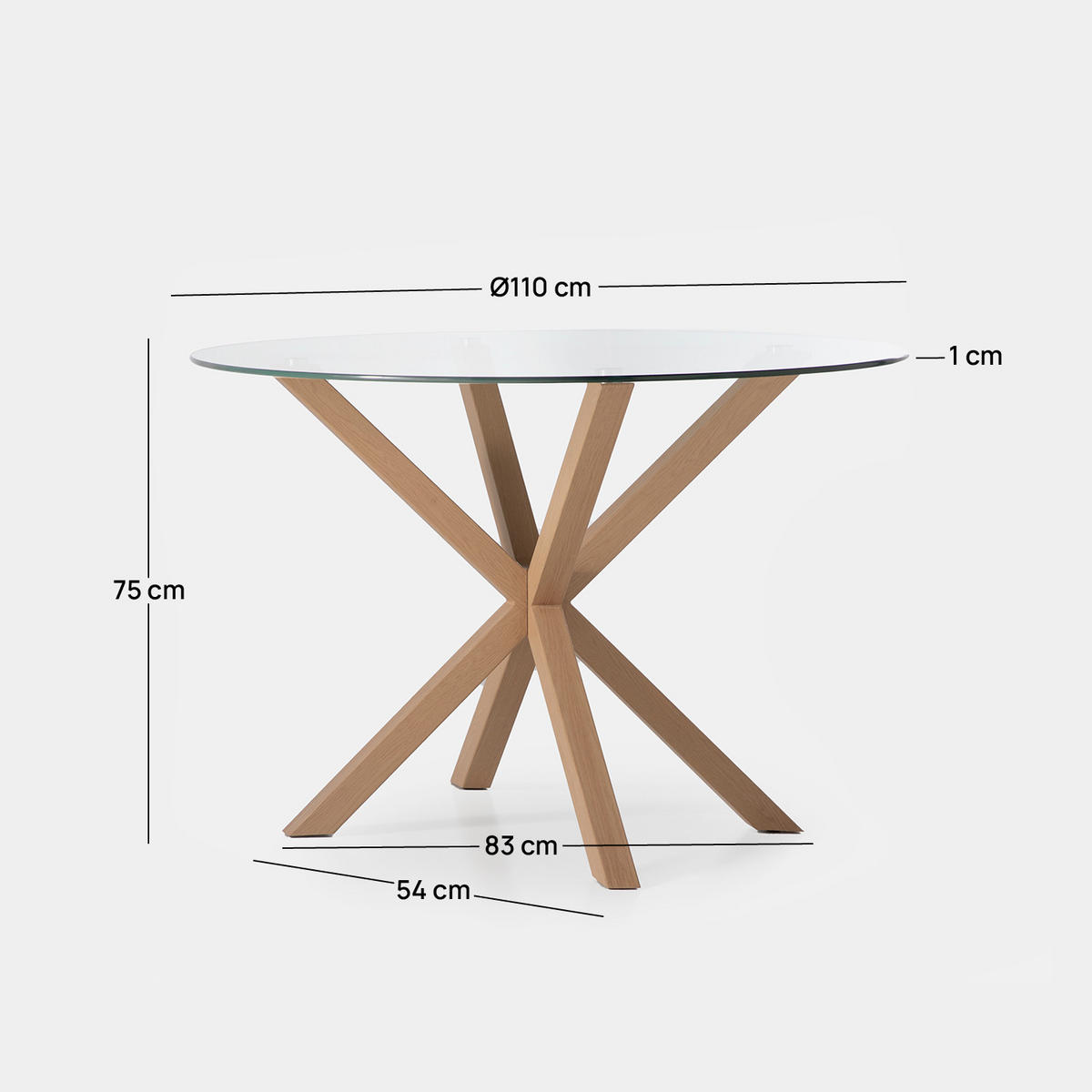 ESSTISCH Aras Durchsichtig 110 cm x 75 cm - Transparent, Glas (110/110/75cm) - Klast Home