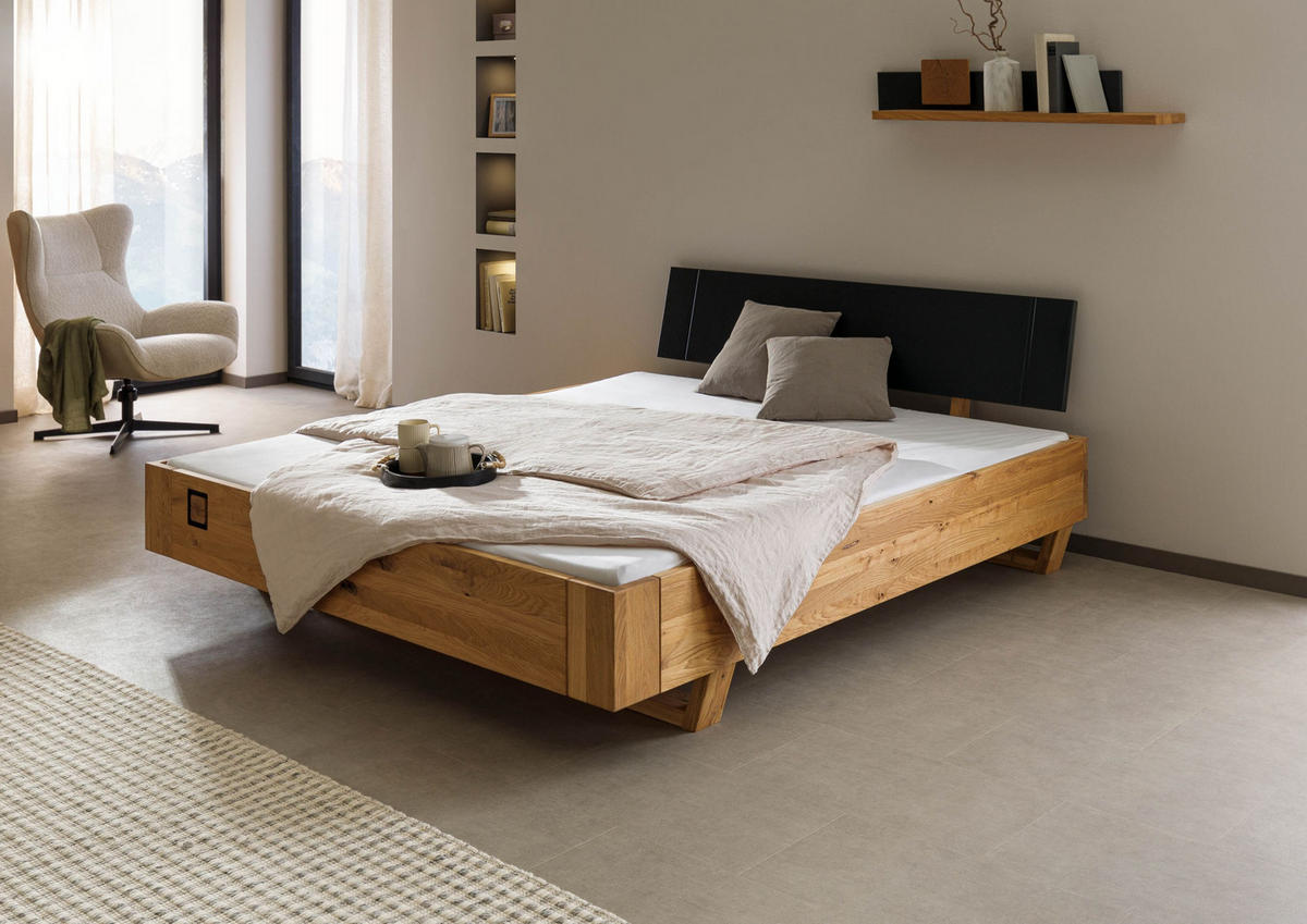 BETT Massivholz Wildeiche 180 x 200 x 81 natur KITZBÜHEL #142 - Naturfarben, Holz (180/200cm) - Massivmoebel24