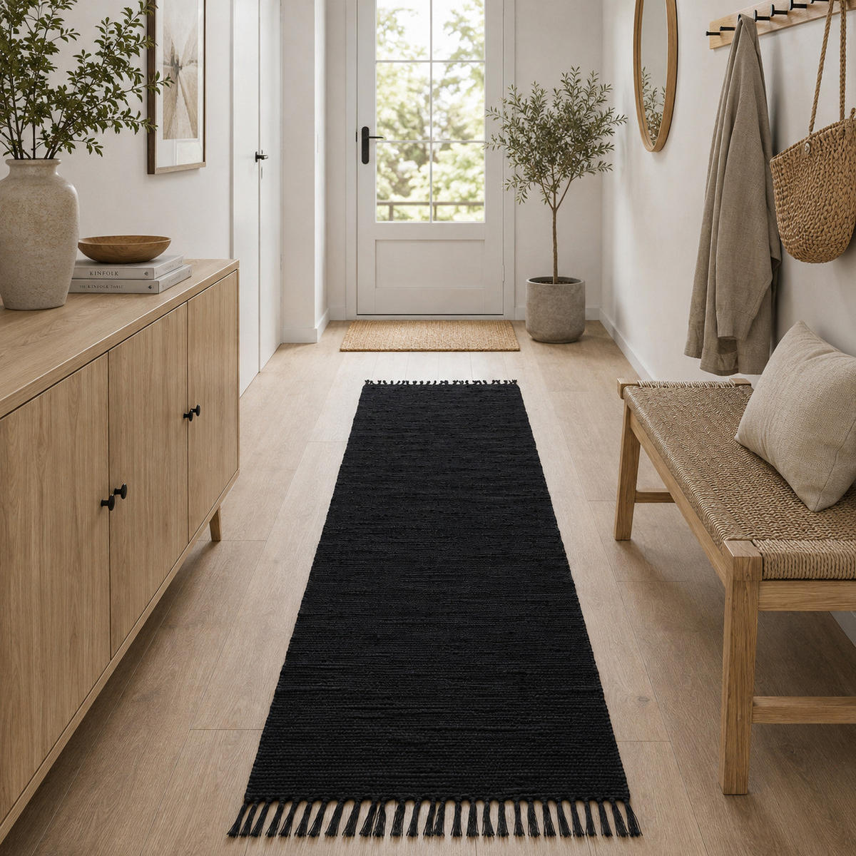 BAUMWOLLE NATUR TEPPICH LÄUFER JOLLY COTTON - Schwarz, Textil (70/250cm) - Pergamon
