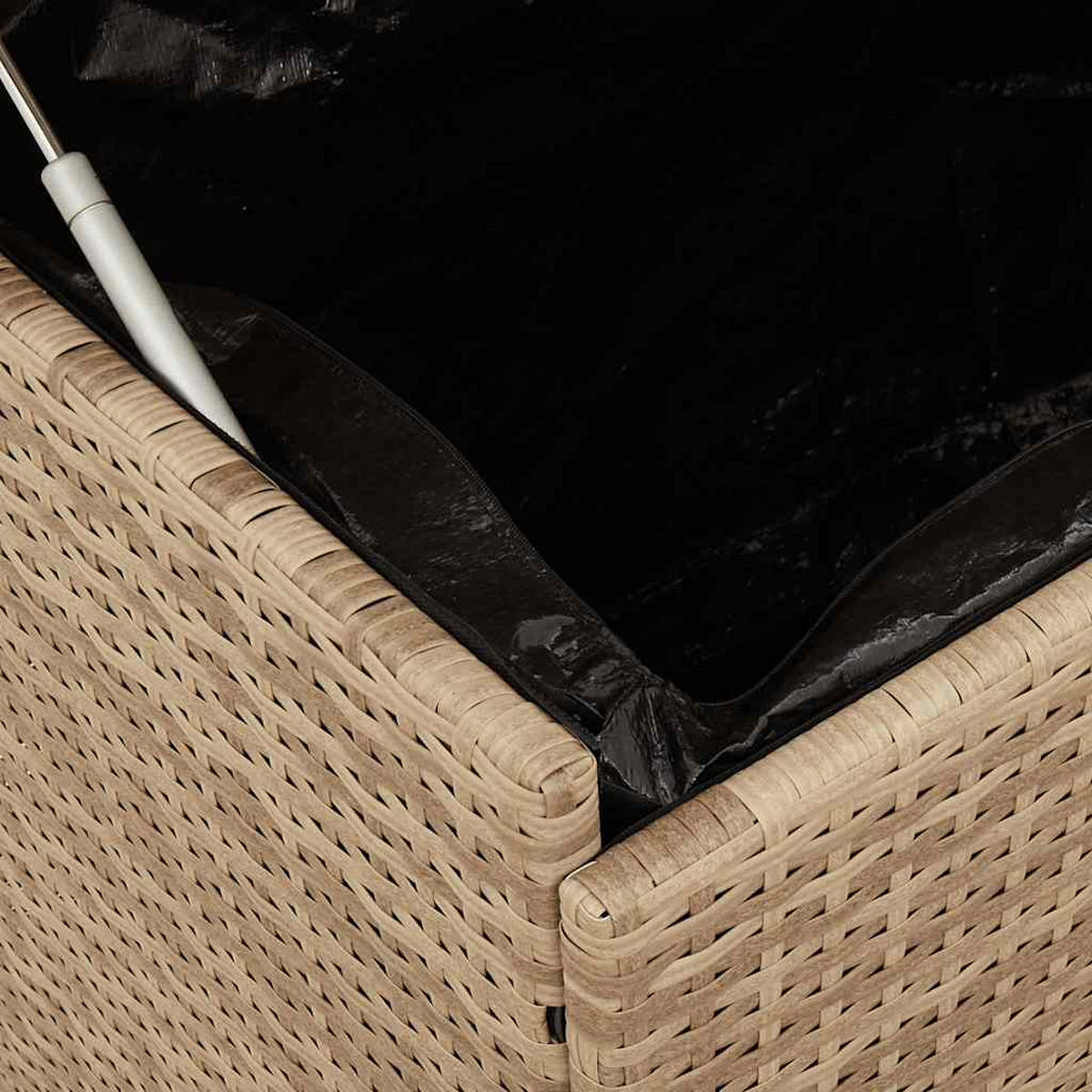 GARTENTRUHE Mit Rollen Beige 110/55/73 Cm Poly Rattan - Beige, Kunststoff (55/73/110cm) - vidaXL