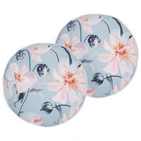 GARTENKISSEN 2er-Set Blumenmuster blau 40 cm Apricale - Hellblau, Textil (40/40cm) - Beliani