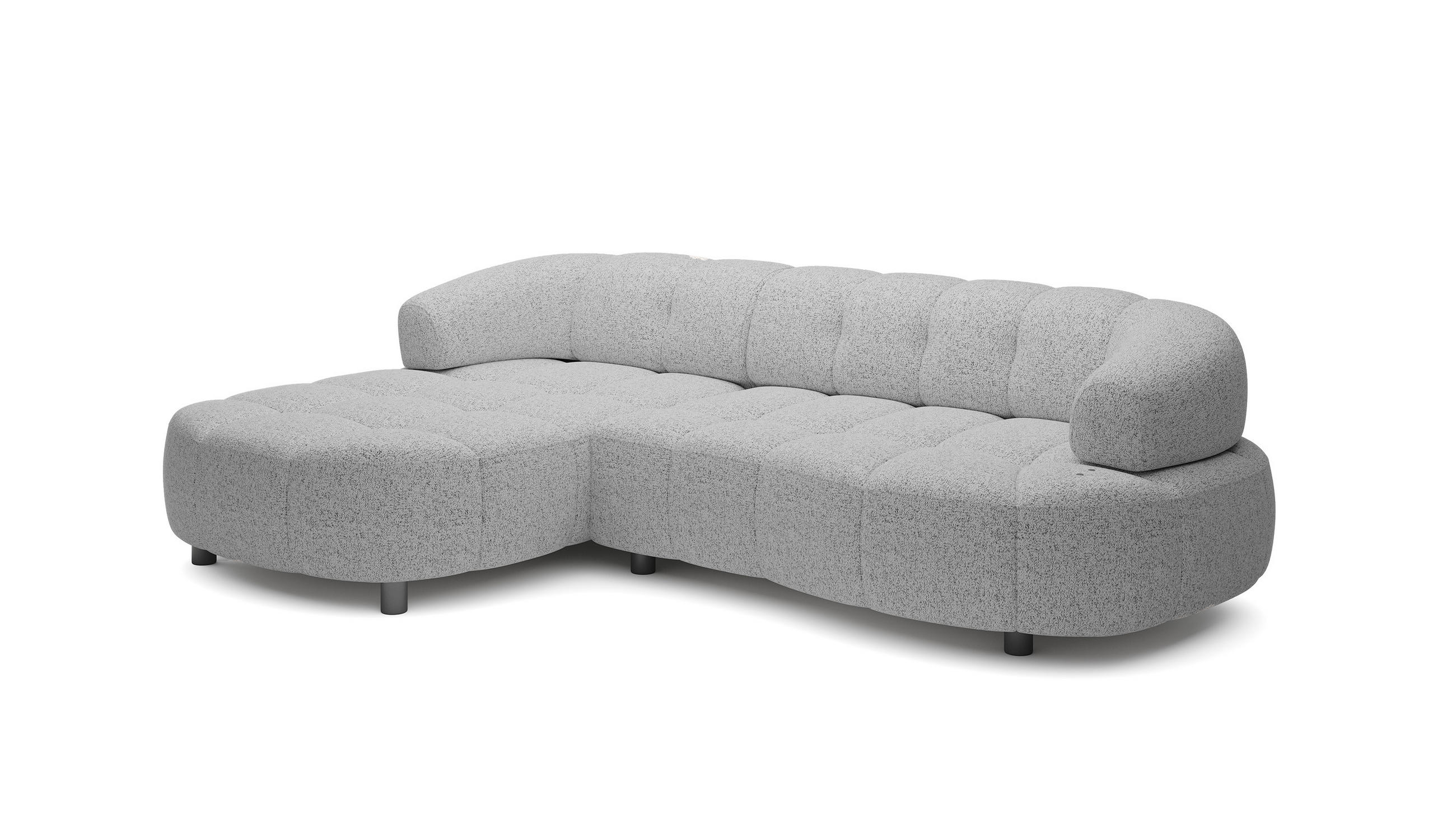 ECKSOFA WESPER S - Eckcouch Mit Elektrischer Sitzverstellung, L-förmig, Freistehend, Relaxfunktion, 183x284x79cm Linke, Grau - Grau, Holz/Textil (113/284cm) - DomoHome