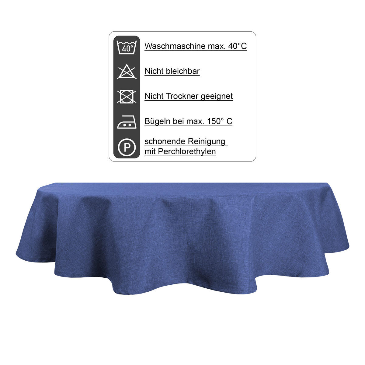 TISCHDECKE Leinenoptik 135/180 cm oval Blau - Blau, Textil (135/180cm) - TiborTex