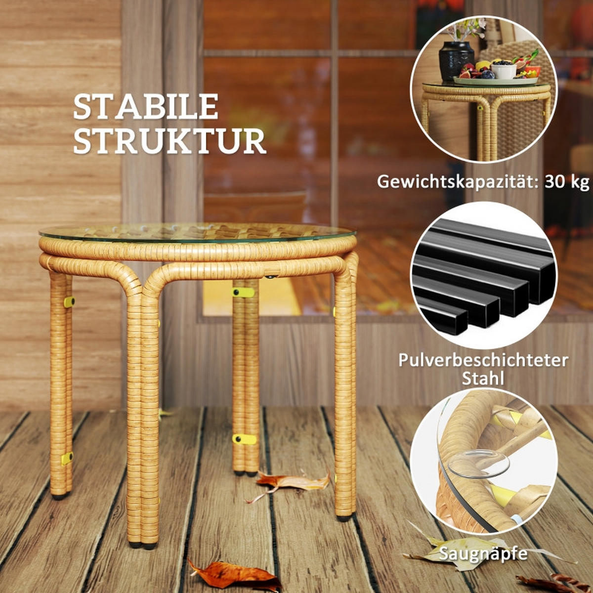 GARTEN BEISTELLTISCH Ø50 cm Gelb - Gelb, Metall (50/50/44cm) - ComfortXL