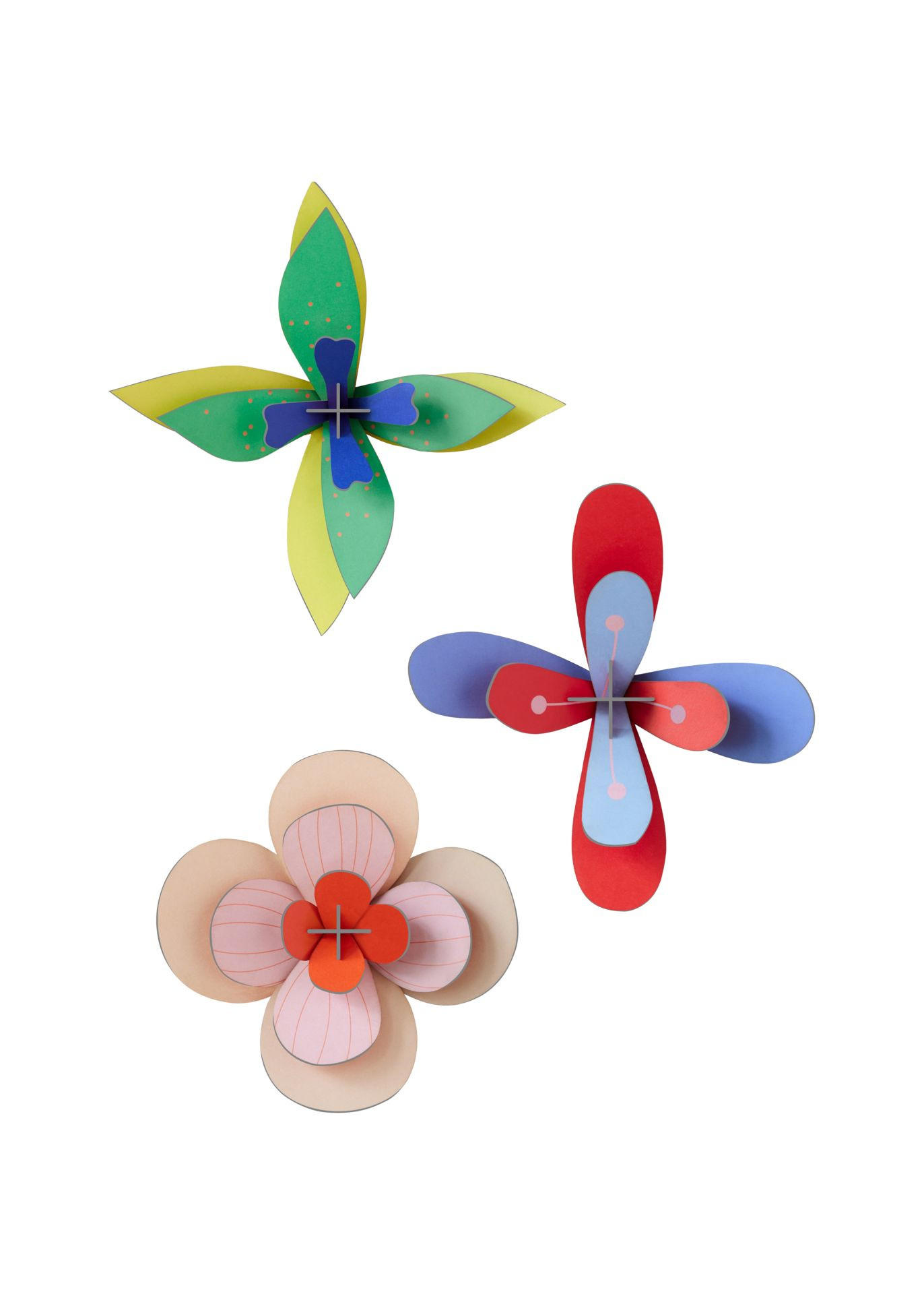 WANDDEKO Zarte Blumenwerk 5.3/19.1 cm - Multicolor, Wellpappe (5.3/19.1/19cm) - KUNSTLOFT