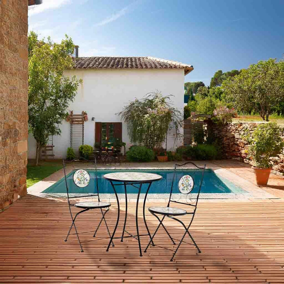 TISCH und STÜHLE, schwarz, 60x75x38cm, 3-tlg. - Schwarz, Metall - Wanderlust