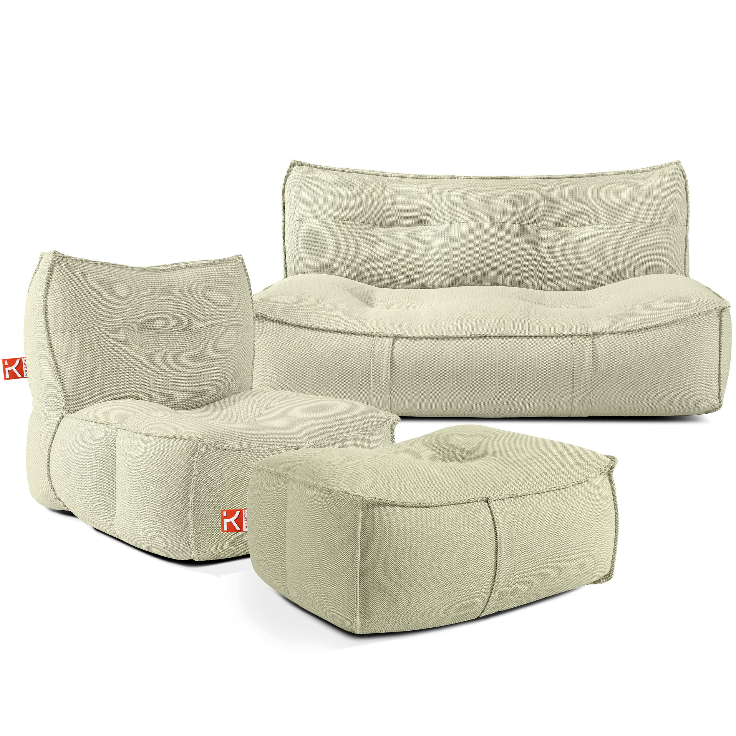 GARTENLOUNGE-SET LOVIA, Möbel-Set, Hellgrün/Weiß - Hellgrün, Textil - KONSIMO®