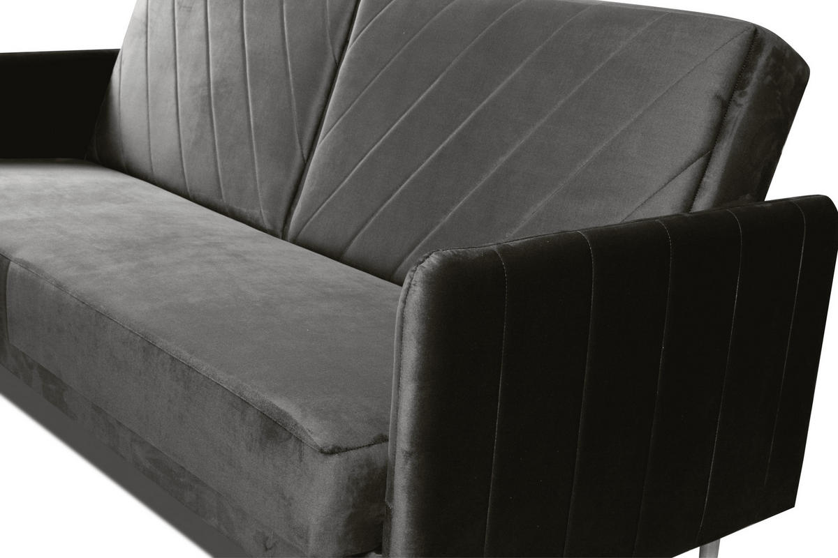 SCHLAFSOFA Vesto Grau Velours - Bettkasten - 207x93 cm - Grau, Holz/Holzwerkstoff (207/93/93cm) - Ravio