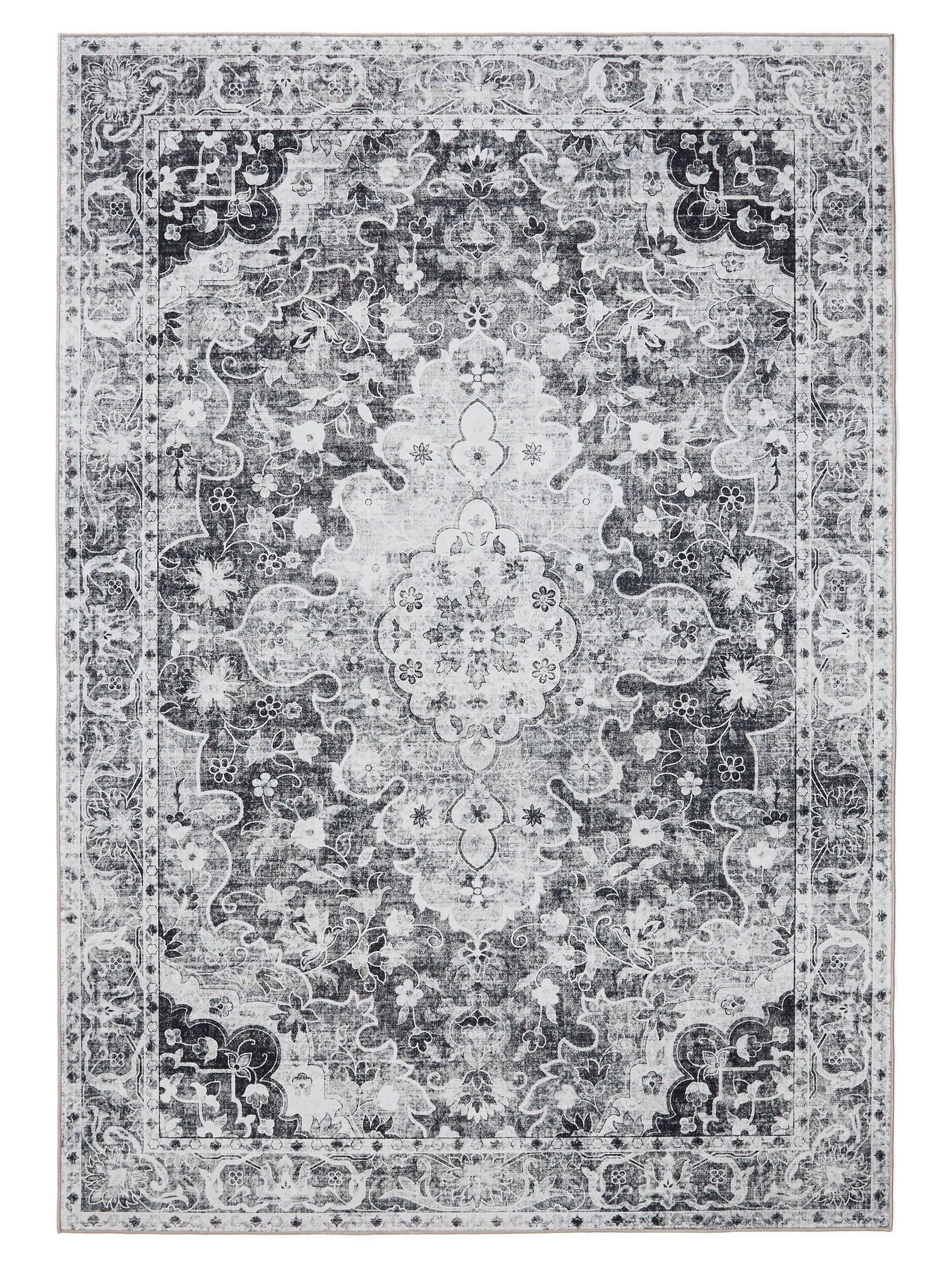 VINTAGE-TEPPICH George waschbar 200x300 cm - Anthrazit, Kunststoff (200/300cm) - benuta