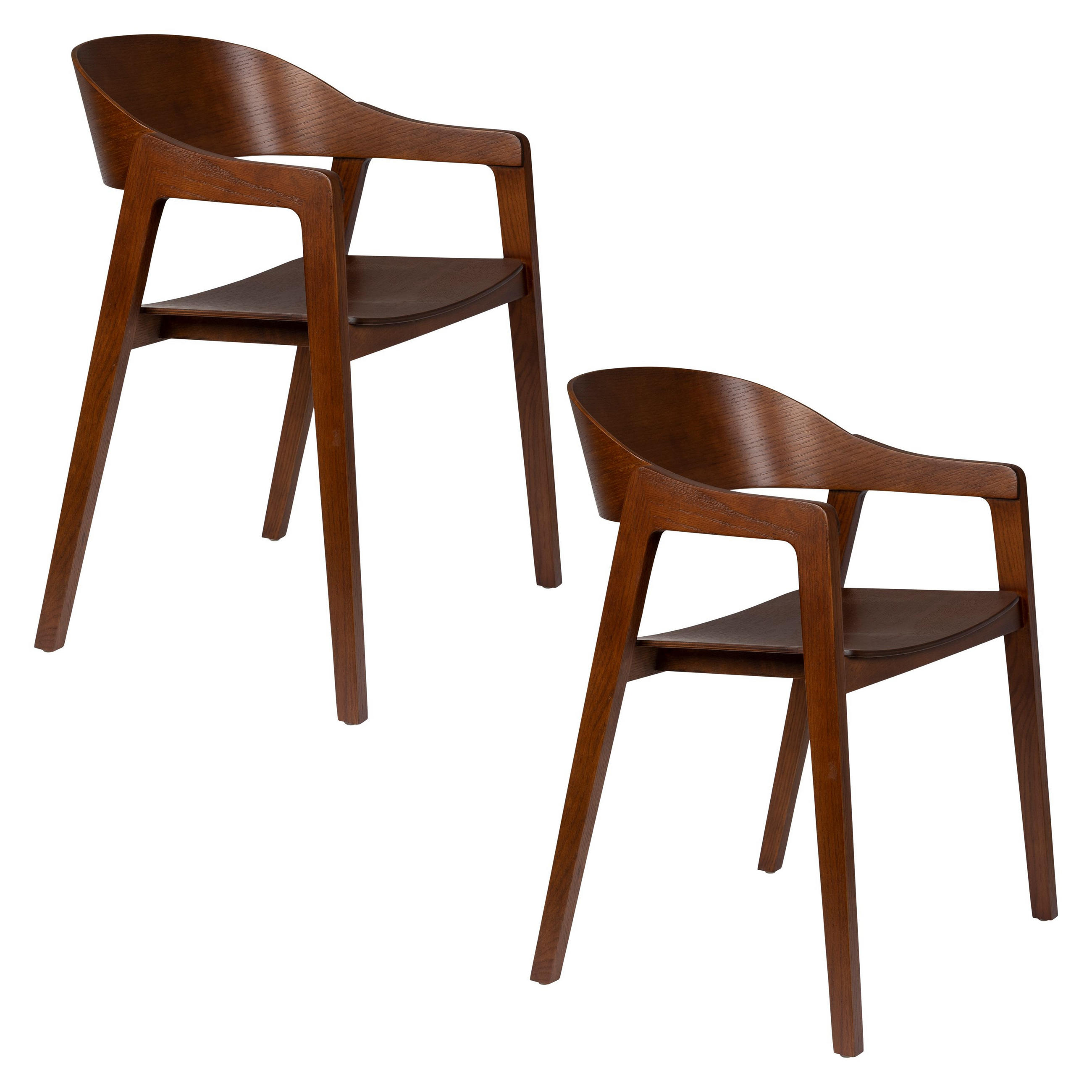 ESSZIMMERSTUHL Westlake Armlehne Walnussfarbe - 2 er Set - Braun, Holzwerkstoff (58/76/52cm) - Dutchbone
