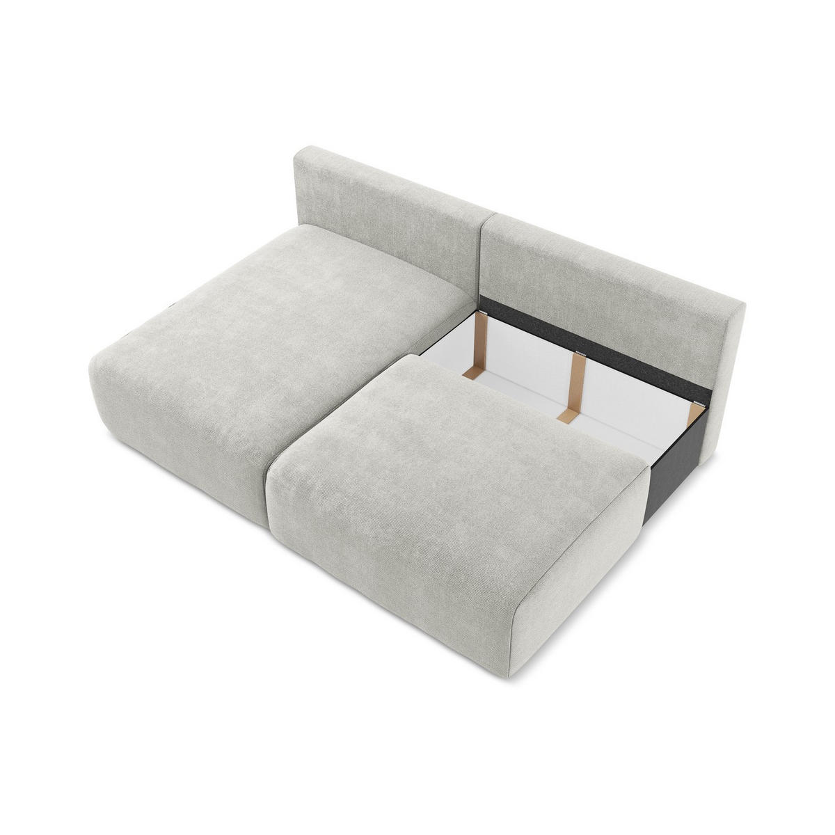 ECKSOFA mit Schlaffunktion links Chenille Stoff Grau - Hellgrau/Schwarz, Kunststoff/Textil (149/210cm) - LaMiaSofa