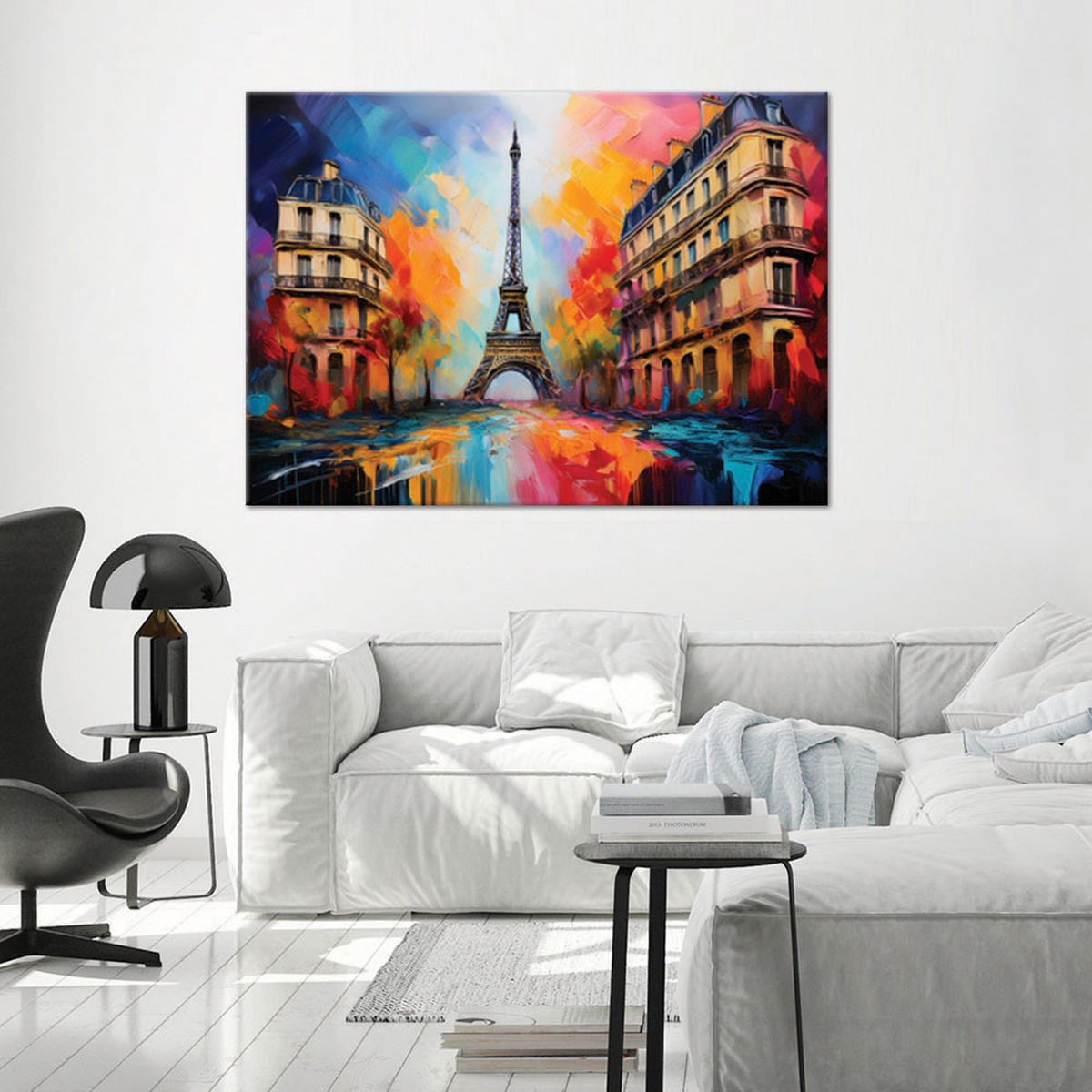 WANDBILD paris eiffelturm stadt abstrakt bunt - Multicolor, Textil (60/40cm) - Feeby