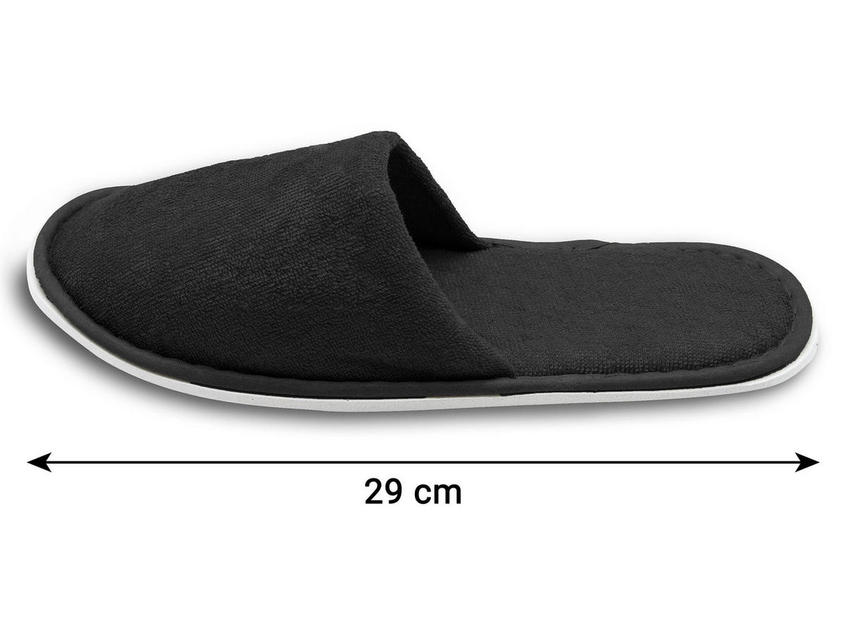 FROTTIERSLIPPER, 10er-Set, Universalgröße, 100% Polyester, Schwarz - Schwarz, Textil (5/1/29cm) - Zollner