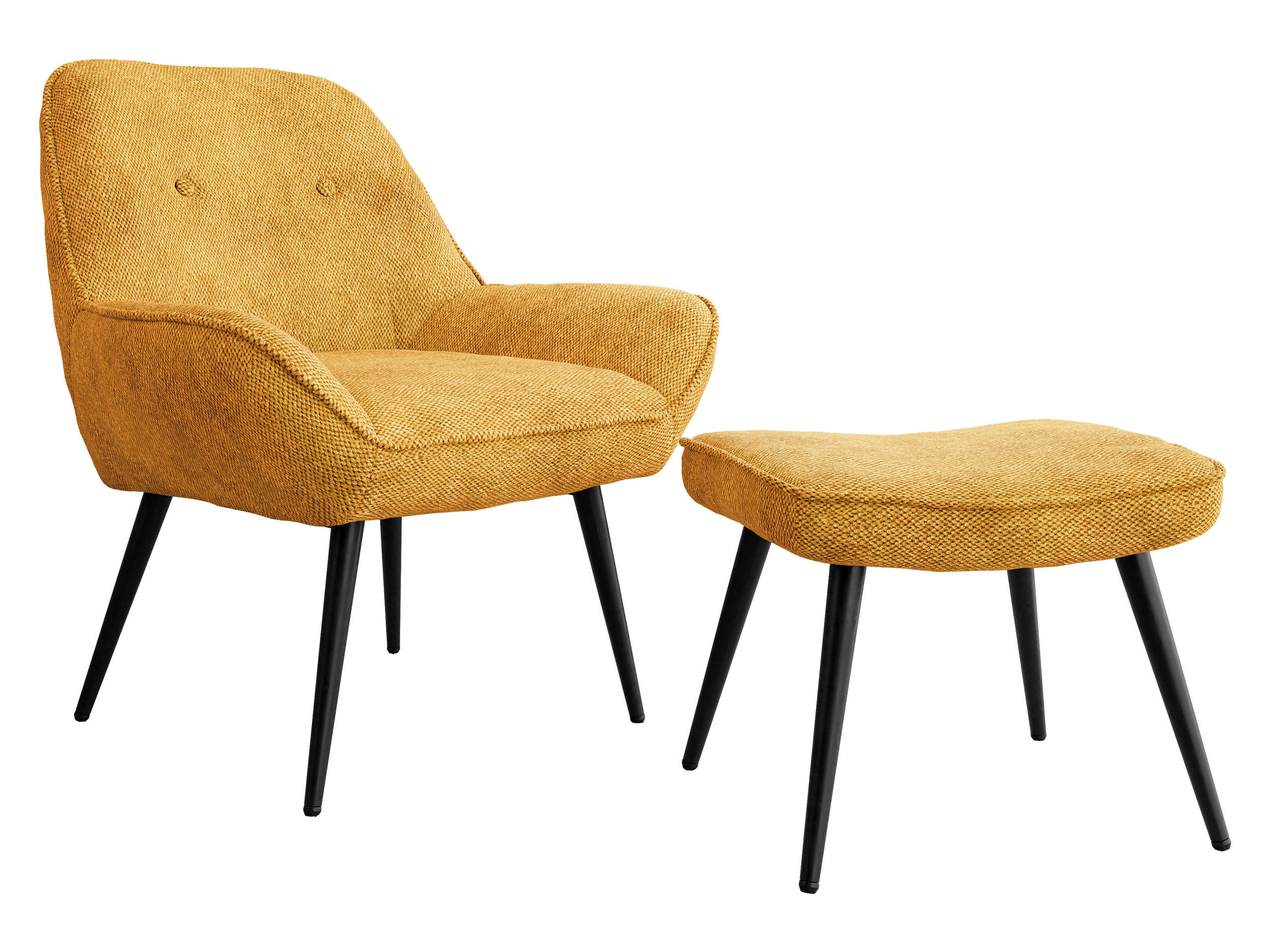 SESSEL Zorto Muz 809B mit Fußbank - Gelb/Schwarz, Holz/Textil (73/89/73cm) - MIRJAN24