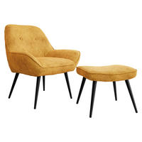 SESSEL Zorto Muz 809B mit Fußbank - Gelb/Schwarz, Holz/Textil (73/89/73cm) - MIRJAN24