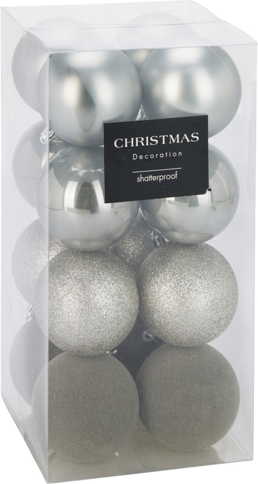 CHRISTBAUMKUGEL Basic Silber 16er Set 8/8/8 cm Kunststoff - Silberfarben, Kunststoff (8/8/8cm) - Mondex