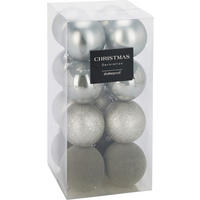 CHRISTBAUMKUGEL Basic Silber 16er Set 8/8/8 cm Kunststoff - Silberfarben, Kunststoff (8/8/8cm) - Mondex