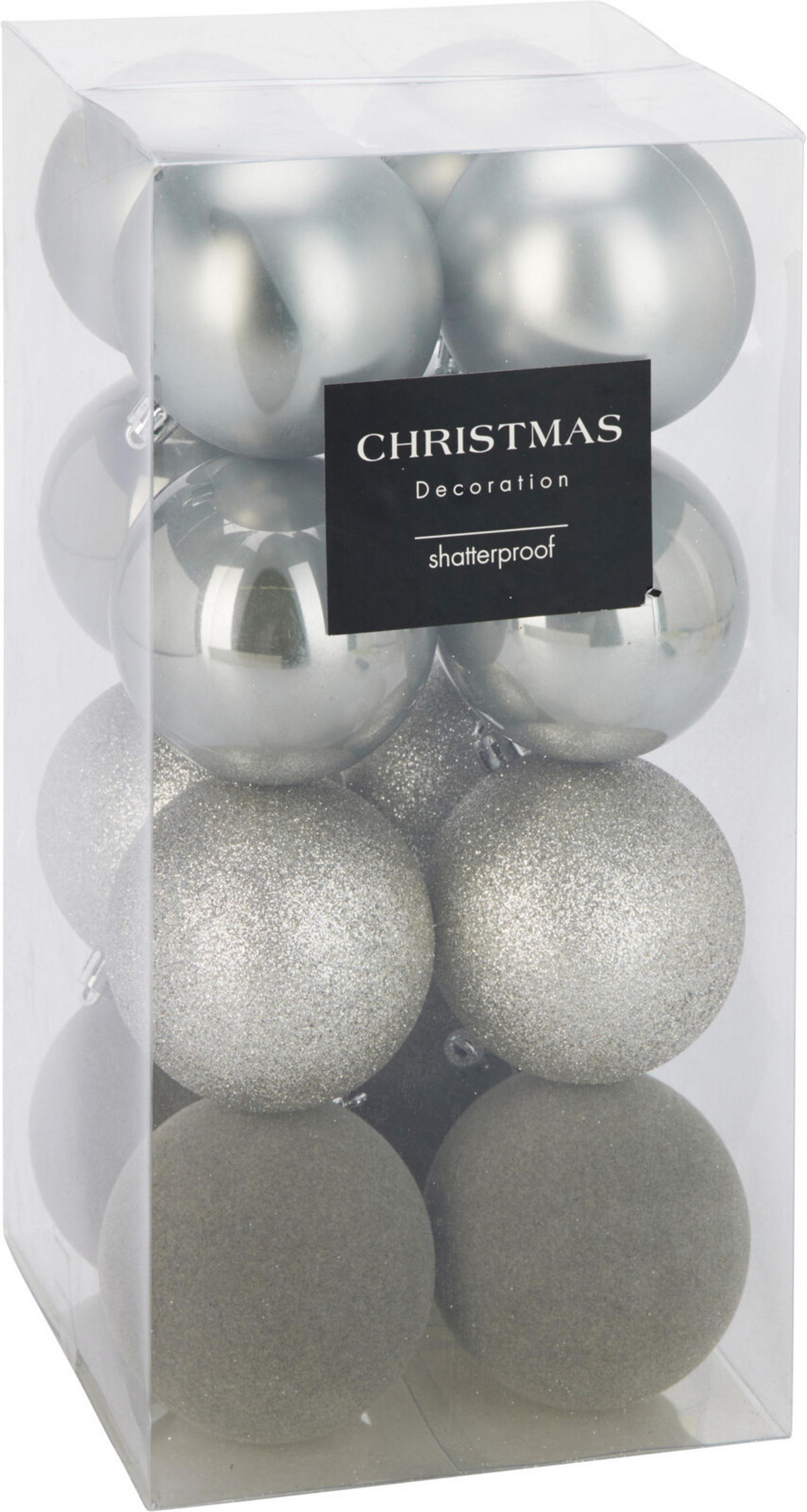CHRISTBAUMKUGEL Basic Silber 16er Set 8/8/8 cm Kunststoff - Silberfarben, Kunststoff (8/8/8cm) - Mondex