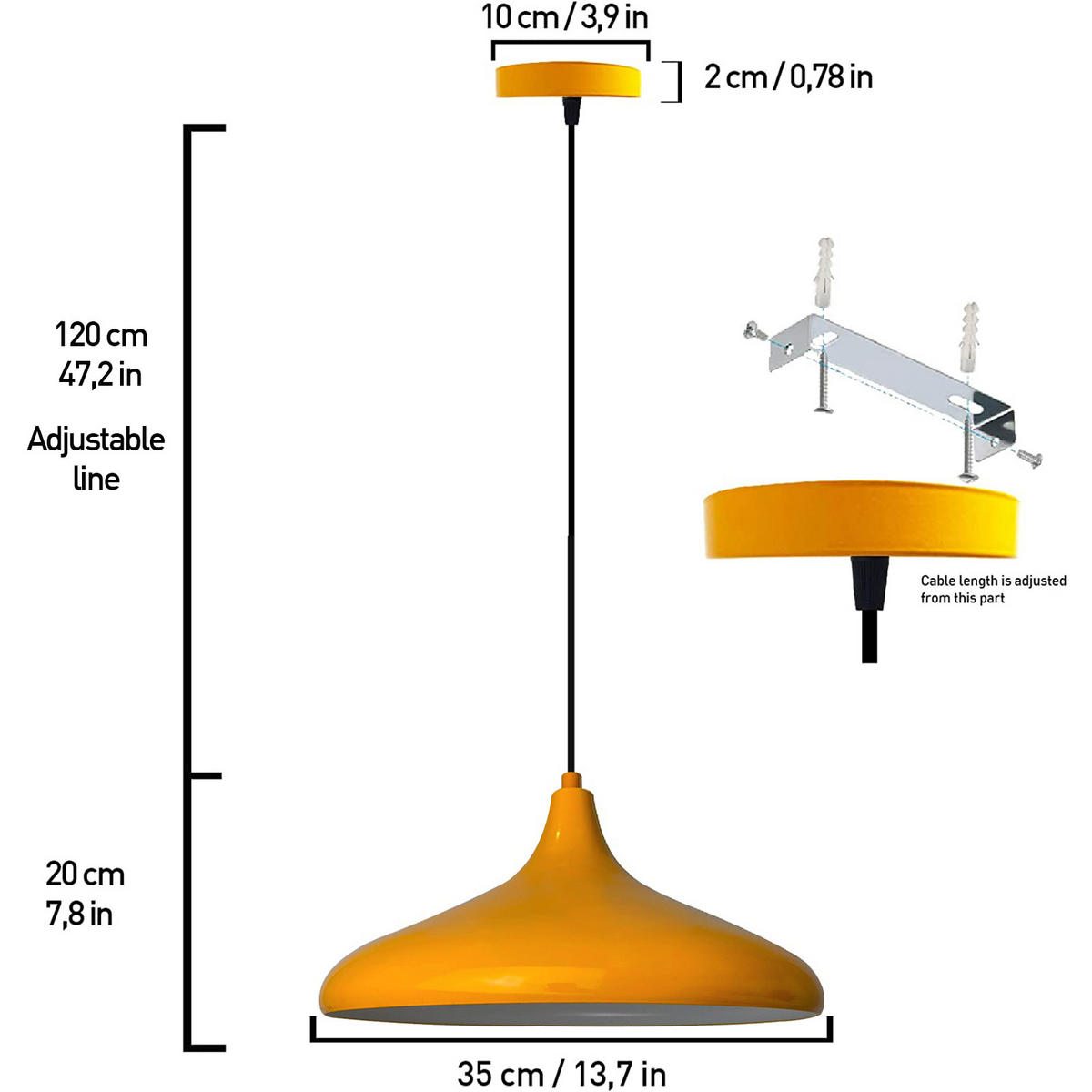 PENDELLEUCHTE Champion x2 35/20 - Gelb, Metall (35/20cm) - Bamyum