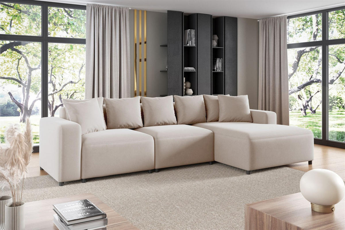 ECKSOFA Megan In Salvador - Beige, Holzwerkstoff/Textil (331/165cm) - Fun Möbel