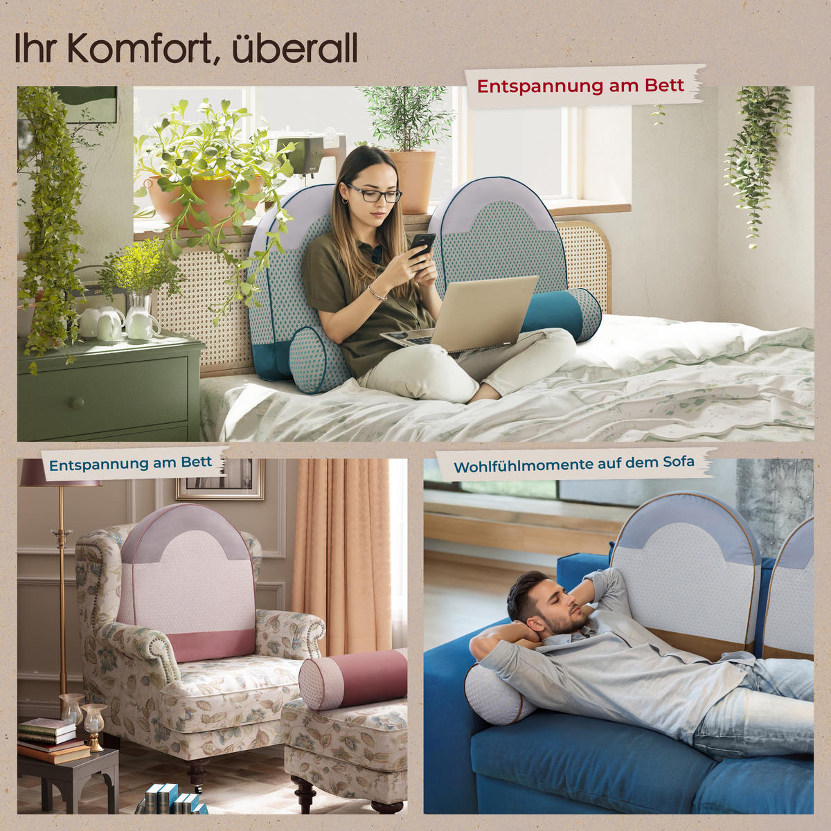 RÜCKENKISSEN Cord-Texturstoff Rosa 2er-set - Pink, Textil (16/62cm) - Vercart