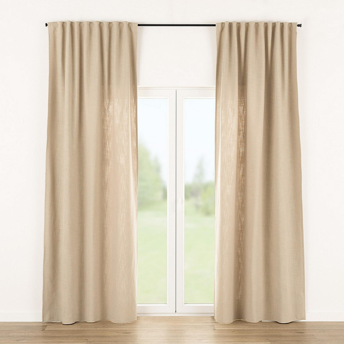 FERTIGVORHANG mit Schlaufenband sand 140 x 280 cm - Sandfarben, Textil (140/280cm) - Dekoria