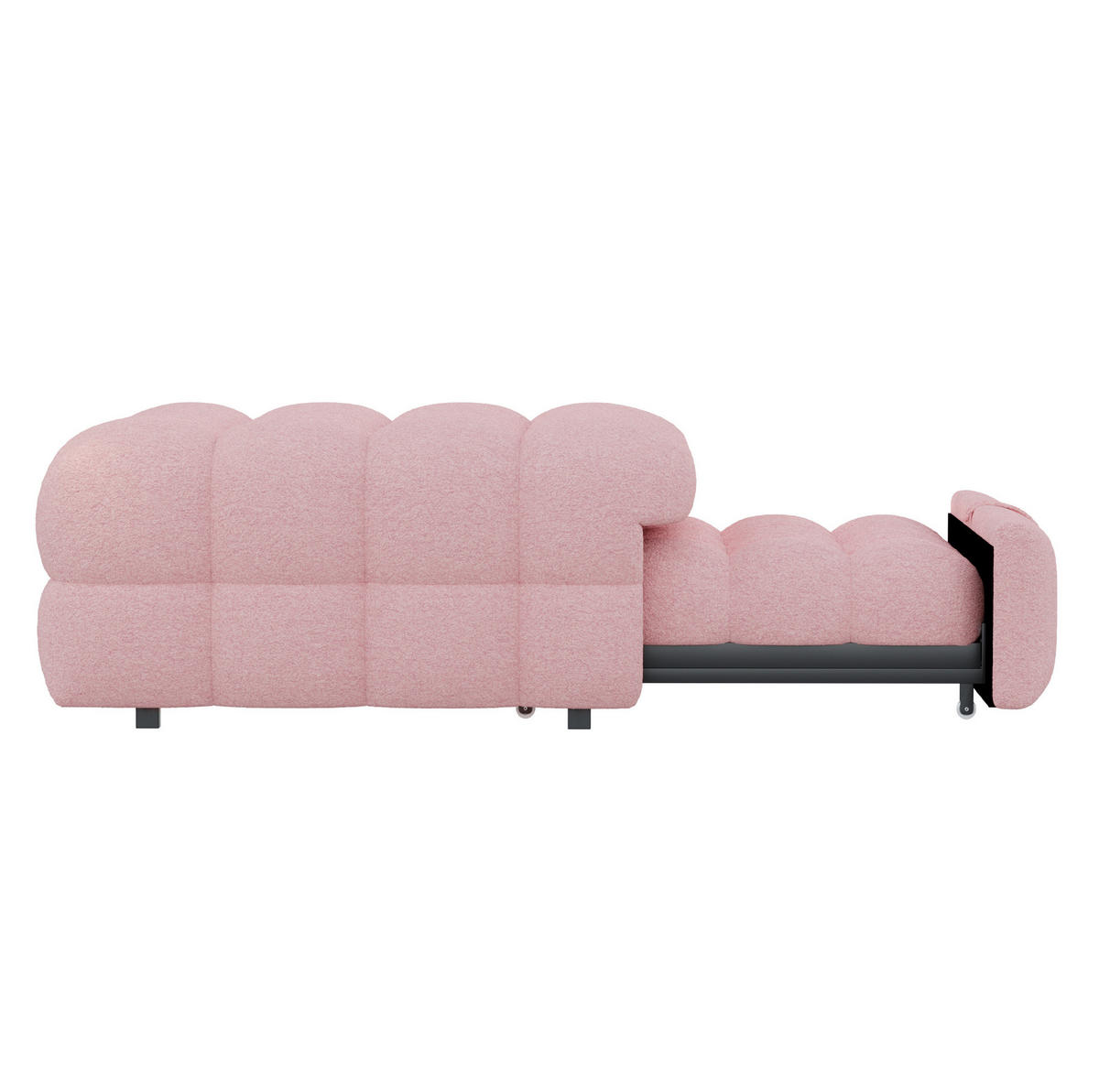 BETT 183/76/42 cm Rosa aus Teddy mit 2-in-1-Funktion - Rosa, Textil (70/180cm) - OKMYHOME