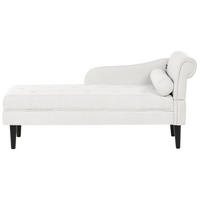 ČALOUNĚNÉ LEHÁTKO CHAISE LONGUE PRAVOSTRANNÉ Látka Krémově bílé Yvoire - bílá/černá, textil (68/72/151cm) - Beliani